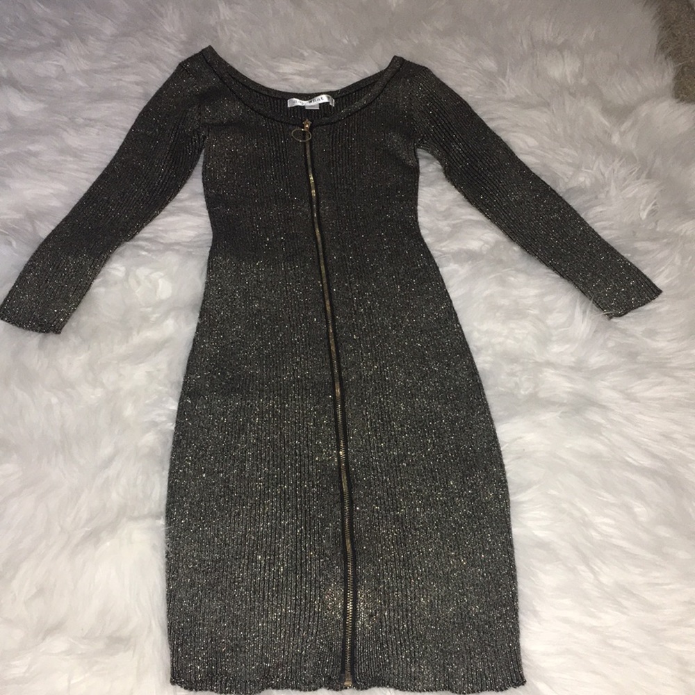 Metallic body con midi dress size S